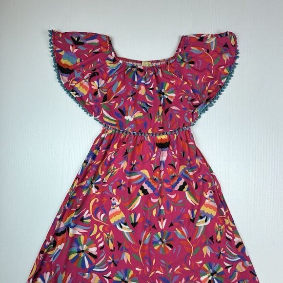 Judith March Dress Size Small Pink Parrot Tropical Maxi Off Shoulder Boho - Picture 9 of 9
